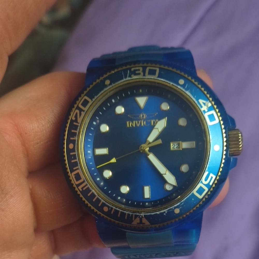 Invicta Blue Dive Watch with Gold Accents